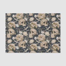 Papel De Seda Calaveras florales góticas vintage Peonies Butterf