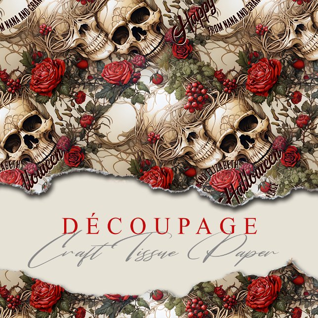Papel De Seda Calaveras florales Rojas Roses Góticos Boda Hallow (Subido por el creador)