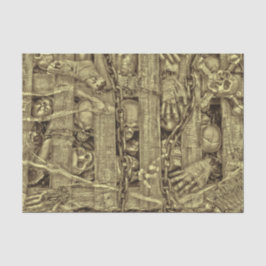 Papel De Seda Calaveras góticas de Halloween vintage en tono sep