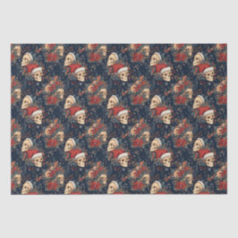 Papel De Seda Calaveras góticas en Navidades de Santa Hats