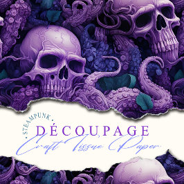 Papel De Seda Calaveras góticas Octopus Steampunk Ocean