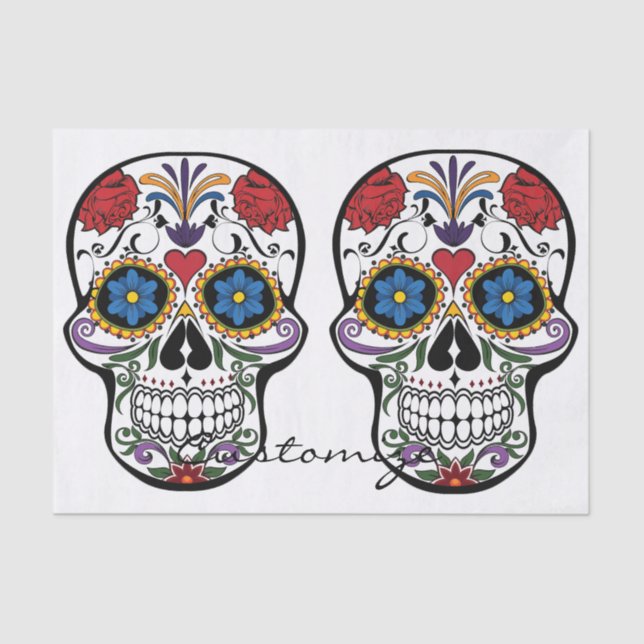 Papel De Seda Calaveras humanas decoradas Art Thunder_Cove (Anverso)