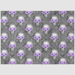 Papel De Seda Calaveras Moradas y Serie de Girasoles Diseño 3