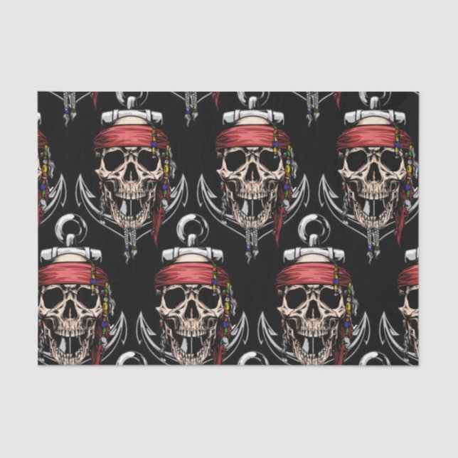 Papel De Seda Calaveras náuticas piratas (Anverso)