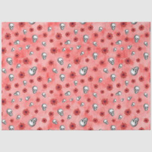 Papel De Seda Calaveras Rojas y Serie de Girasoles Diseño 6