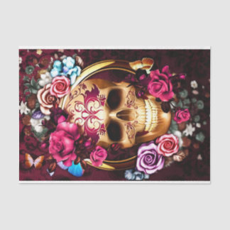 Papel De Seda Calaveras y flores