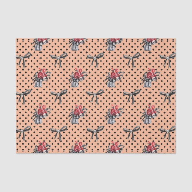 Papel De Seda Calaveras y flores (serie 14 amarillas/Naranjas) (Anverso)