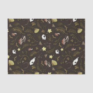 Papel De Seda Calaveras y hongos sobre fondo marrón oscuro/plato