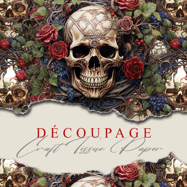 Papel De Seda Calaveras y Rosas Floral Azul Gótica (Subido por el creador)