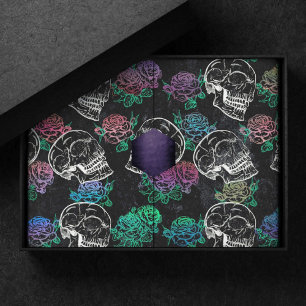 Papel De Seda Calaveras y Rosas oscuros Funky Glam Ombre Grung
