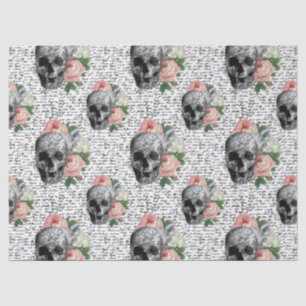 Papel De Seda Calaveras y rosas rosadas