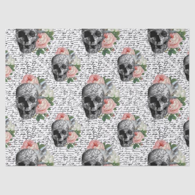 Papel De Seda Calaveras y rosas rosas rosas (Anverso)