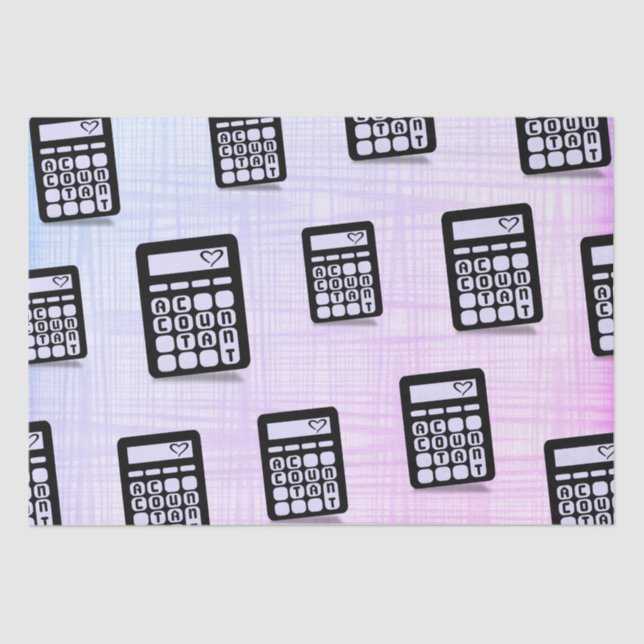 Papel De Seda Calculadora Contable Corazón Pink Azul Púrpura (Anverso)