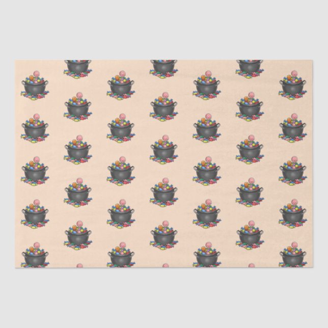 Papel De Seda Caldero de dulces de truco o trato (Anverso)