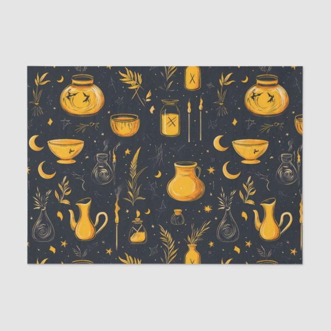 Papel De Seda Calderos Y Pociones De Halloween (Anverso)
