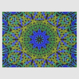Papel De Seda Caleidoscopio del Celtic del verde azul