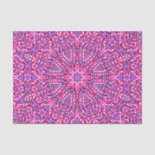 Papel De Seda Caleidoscopio rosado y púrpura del fractal del