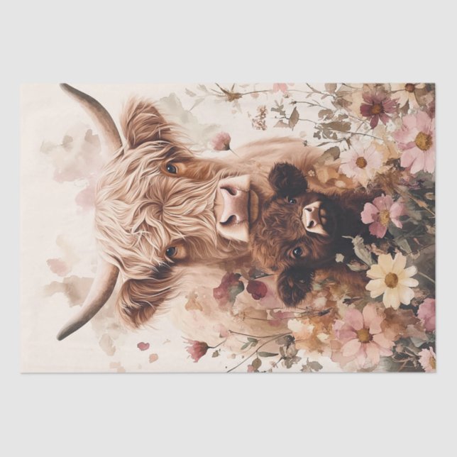 Papel De Seda Calf de vaca Highland adorable con desconección de (Anverso)