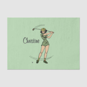 Papel De Seda Cálido para Golfing Personal Lady Golfer Green