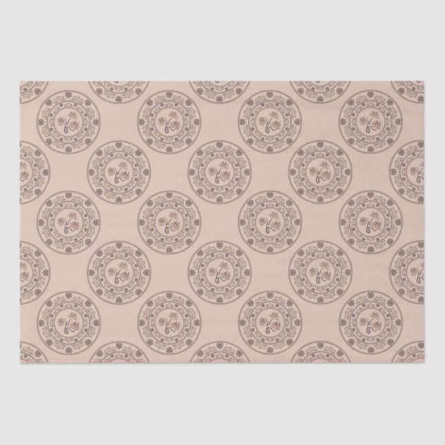 Papel De Seda Cálido resurgimiento de mocha rococó Lotus Polka D (Anverso)