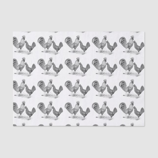 Papel De Seda California Grey Rooster y Hen (Anverso)