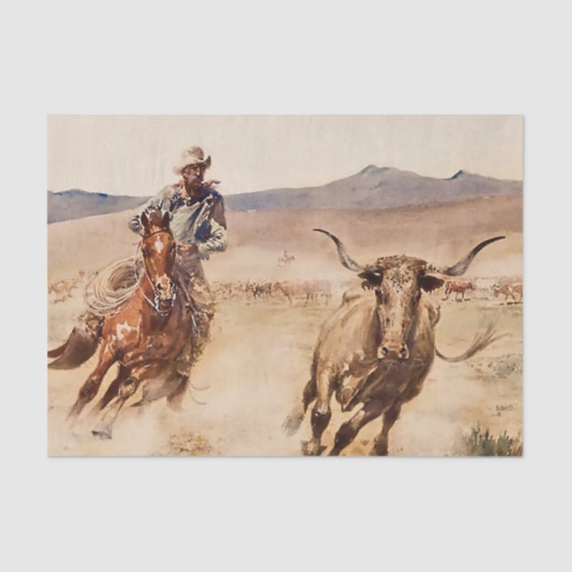 Papel De Seda "California Vaquero" por Edward Borein (Anverso)