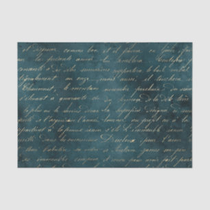 Papel De Seda Caligrafía Vintage Grunge Verde Azul