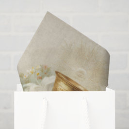 Papel De Seda Cáliz de Primera Comunión Vintage Lirios Blancos