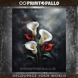 Papel De Seda Calla lilies composición de flores #2 en negro