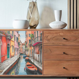 Papel De Seda Calle acuarela descompuesta en Venecia