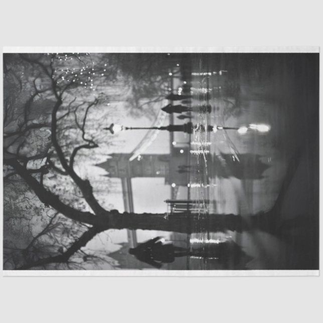 Papel De Seda Calle Blanca Negra de la Noche de Londres (Anverso)