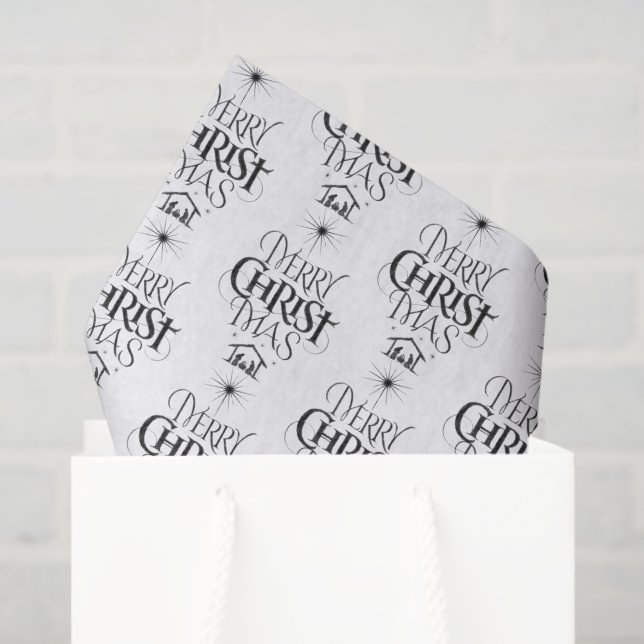 Papel De Seda Callirgaphy cristiano Feliz Navidad Jesus Chalk (Bolsa de regalo)
