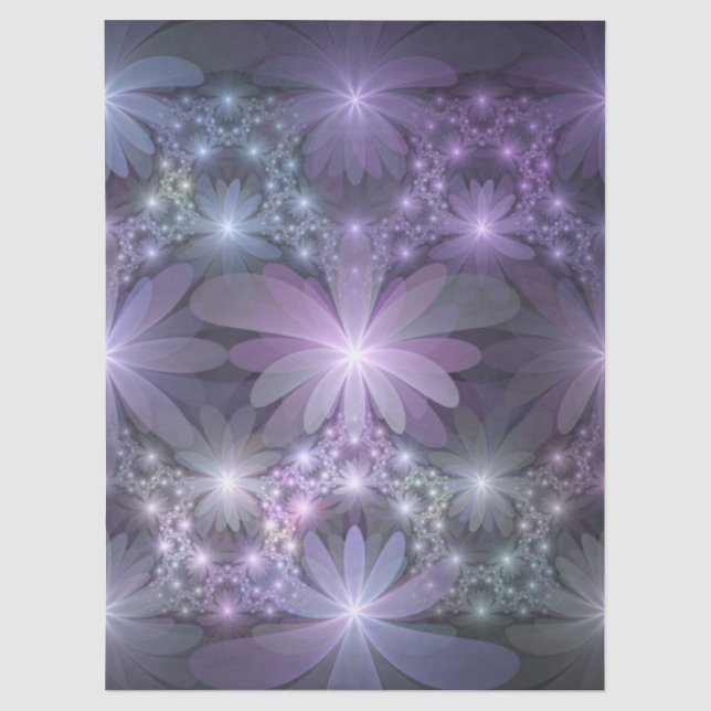 Papel De Seda Cama de flores arte abstracto fractal brillante de (Anverso)