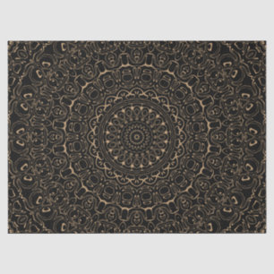 Papel De Seda Camel Tan Mandala con elegante simetría