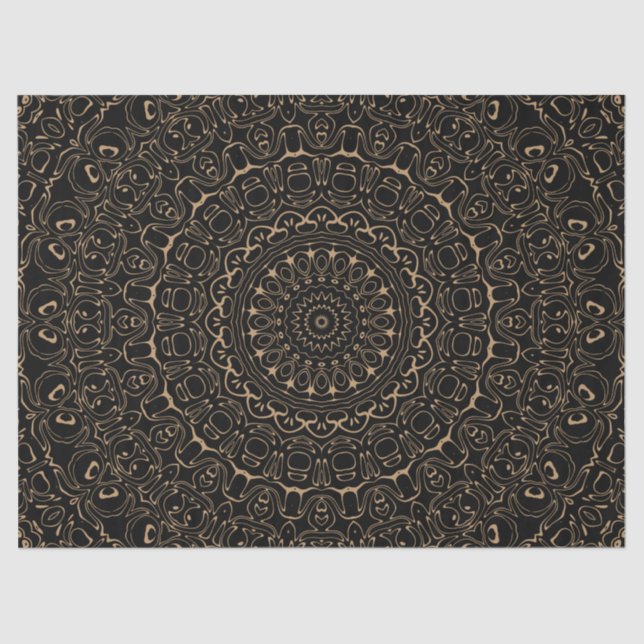 Papel De Seda Camel Tan Mandala con elegante simetría (Anverso)