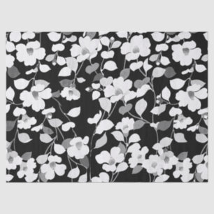 Papel De Seda CAMELIAS BLANCAS NEGRAS, DEJA Floral Oscura
