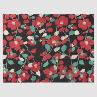 Papel De Seda CAMELÍES ROJOS, VERDE BLANCA DEJA Floral NEGRA Osc