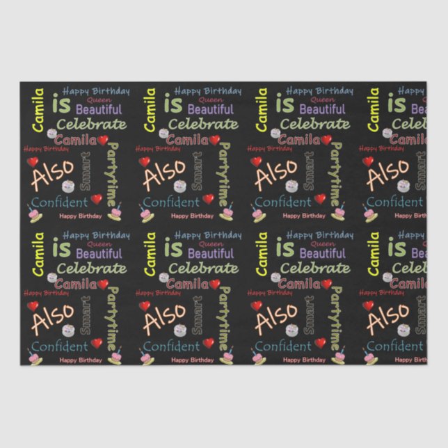 Papel De Seda Camila, un periódico de cumpleaños feliz (Anverso)