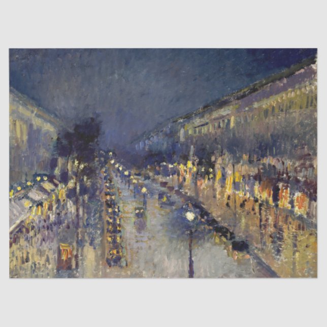 Papel De Seda Camille Pissarro - Boulevard Montmartre de noche (Anverso)