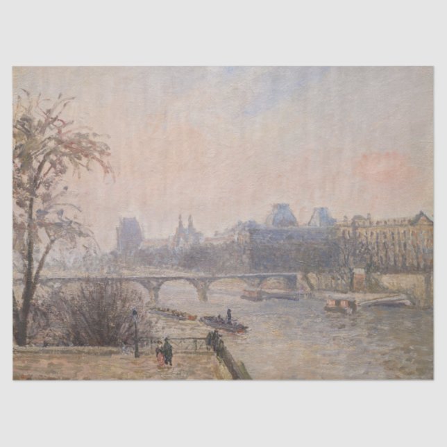 Papel De Seda Camille Pissarro - El Sena y el Louvre (Anverso)