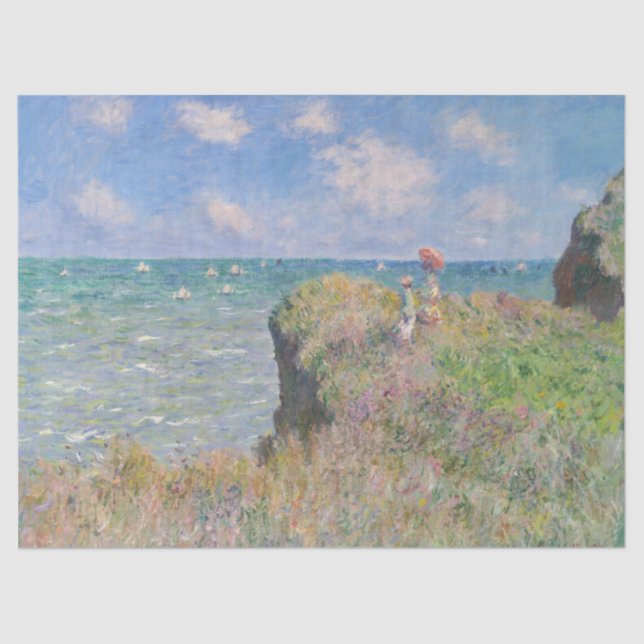 Papel De Seda Camino de acantilado en Pourville por Claude Monet (Anverso)