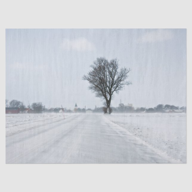 Papel De Seda Camino de invierno rural (Anverso)
