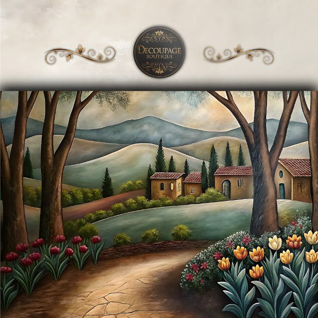 Papel De Seda Camino de Villa Toscana Decoupage (Tuscan Villa Pathway Decoupage Tissue Paper)