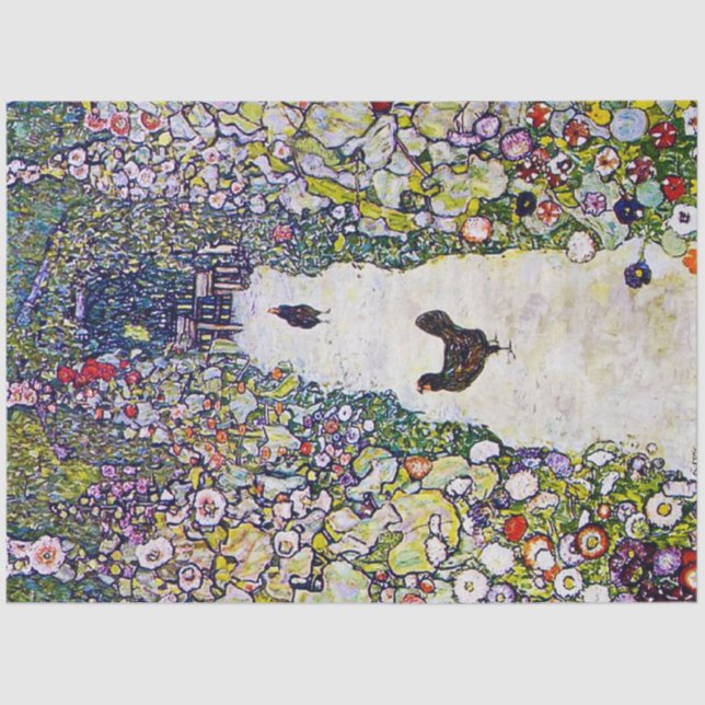 Papel De Seda Camino Jardín con Pollos, Gustav Klimt (Anverso)
