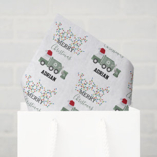 Papel De Seda Camión de basura reciclaje de Navidad con nombre p