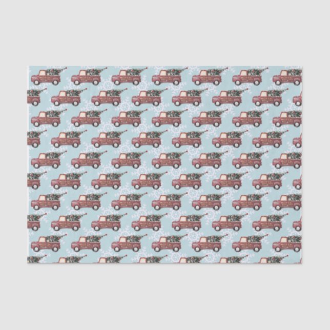 Papel De Seda Camión de entrega de navidades con árbol de navida (Anverso)