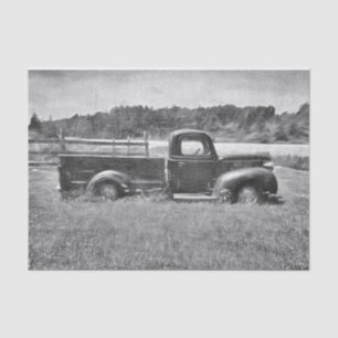 Papel De Seda Camión De Granja Negra Y Blanca Rústico Vintage Re