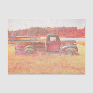 Papel De Seda Camión de granja rojo rústico retro vintage de oto