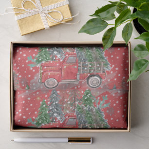 Papel De Seda Camión de Navidad Envuelto en Rojo