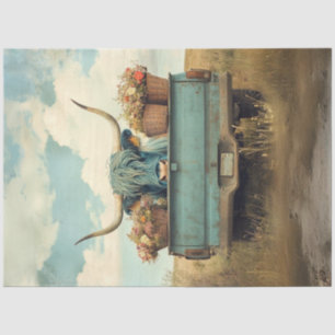 Papel De Seda Camión de vacas Highland de color azul deslumbrant